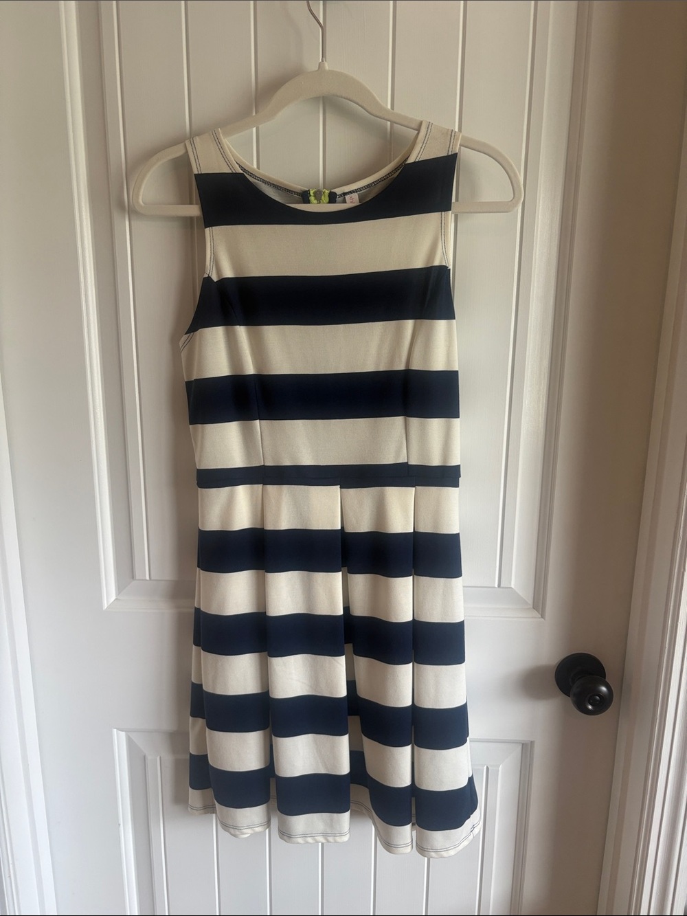 Xhilaration Navy and Cream Striped Sleeveless Fit-and-Flare Mini Dress